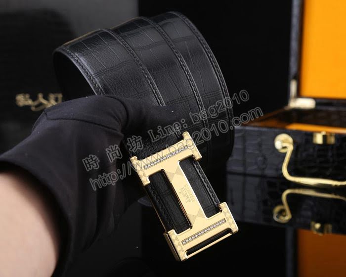 HERMES皮帶 專櫃品 新款野生鹿皮版 全手工包邊 純鋼鑲鑽扣 愛馬仕男士皮帶  hgh1944